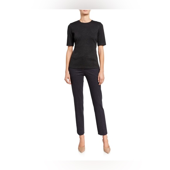 Theory Tailored Trellis Knit Trousers Charcoal Navy Knit Ponte Stretch - Picture 8 of 8